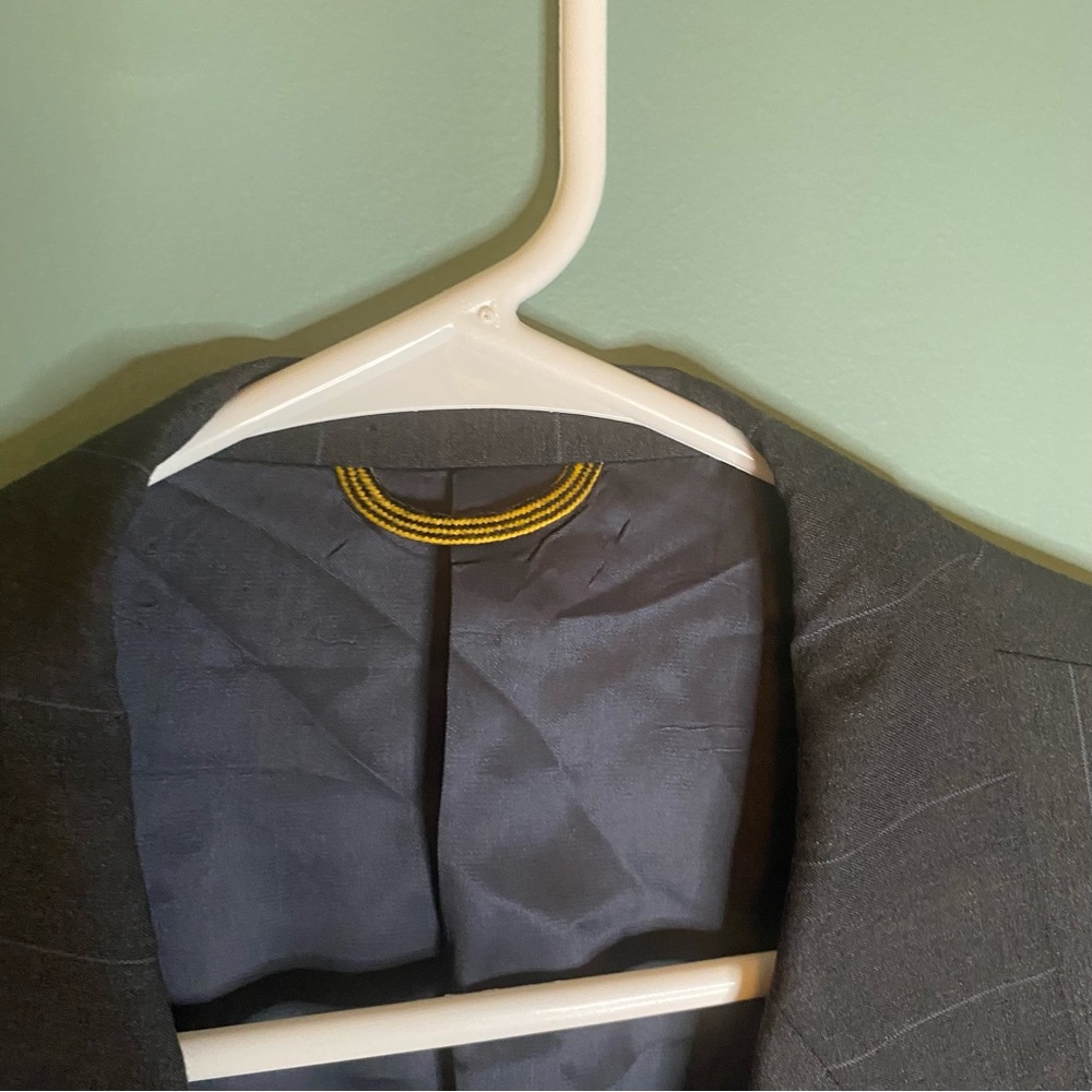 Hart Schaffner Marx Gold Trumpeter Pure Virgin Wool Dark Blue Stripe Suit Large - Picture 6 of 13